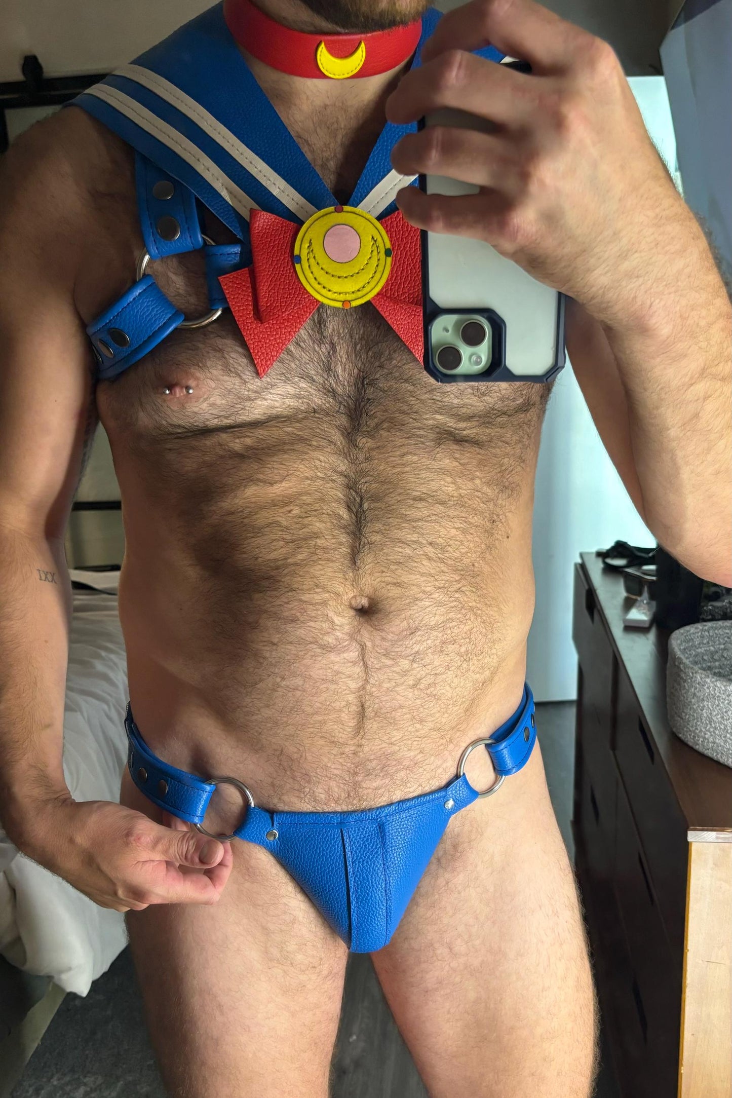 Custom Leather Costume (Blue Seaman)